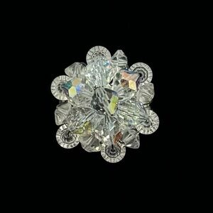 VINTAGE Aurora Borealis Crystal Beaded Button Cover